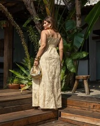 Pre venda vestido longo bordado lasie mr fr