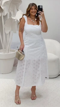 vestido midi lasie branco white lore