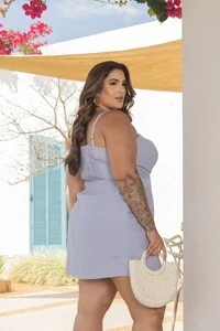 pre venda conjunto cropped decote coracao e saia transpassada divas