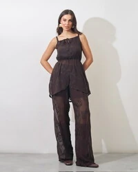 calca crepe com forro de shorts crepe trabalhado juli kayla