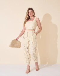 cropped bordado algodao lasie kayla