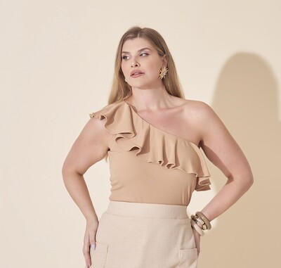 Foto blusa um ombro mulan malha rib kayla