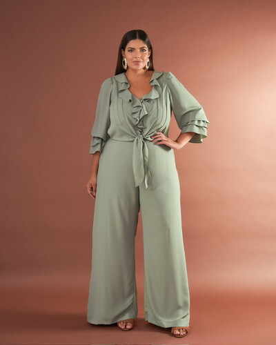 Foto conjunto romantic calca reta+ blusa jabour quebela