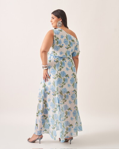 FotoVestido longo crepe ggt floral assimetrico kayla