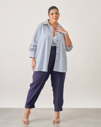 FotoCamisa listrada+cropped com renda kayla