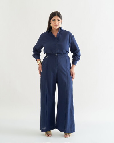 Foto conjunto camisa e calca linho quebela