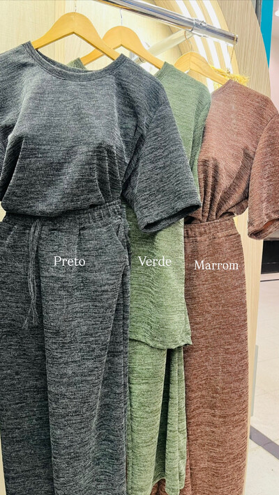 Foto conjunto malha grosso mesclado libe