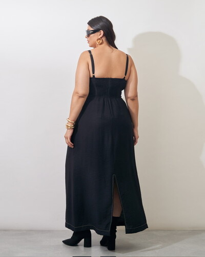 Fotovestido viscose poliamida prespontado faixa elisabeth kayla