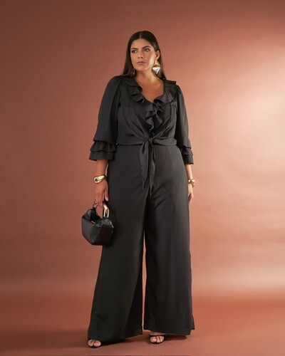 Fotoconjunto romantic calca reta+ blusa jabour quebela