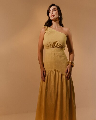 Fotovestido midi colise algodao quebela