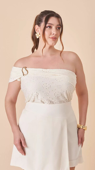 Foto blusa ombro alice malha lasie com fivela upper