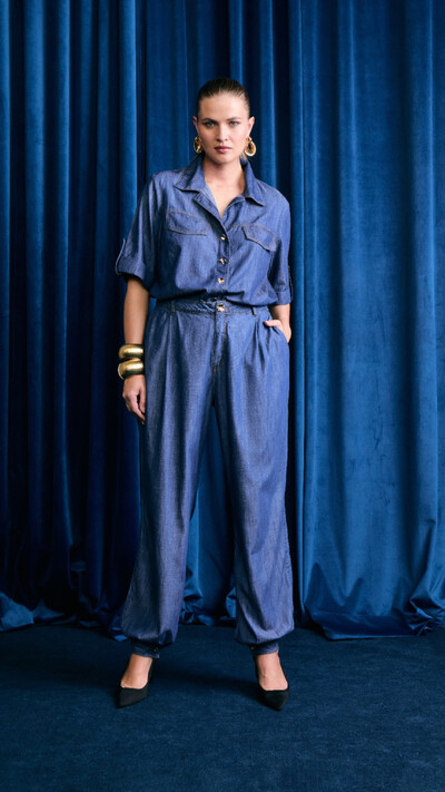 Foto camisa jeans tencel manga curta izzat