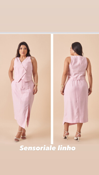 Foto Saia midi fenda alfa sensoriale linho upper