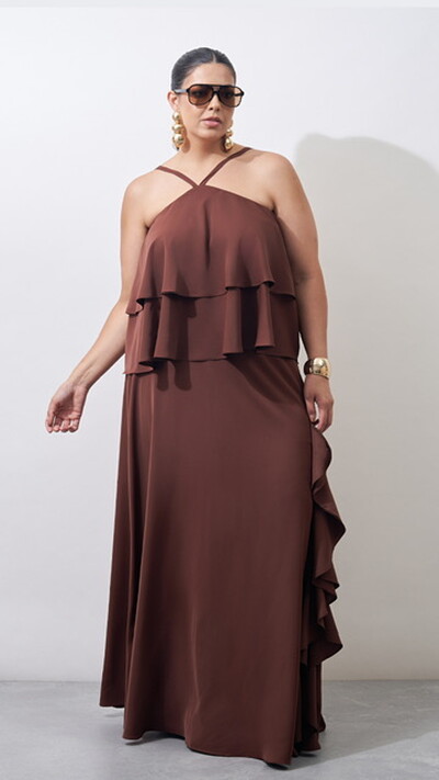 Foto saia longa lidia crepe kayla