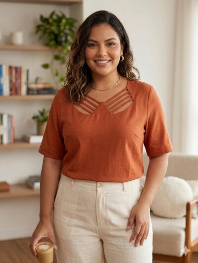 Foto PROMO SEM TROCA Blusa detalhe decote predil