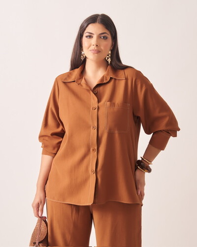 Foto camisa moema alfaiataria viscose e costura prespontada kayla