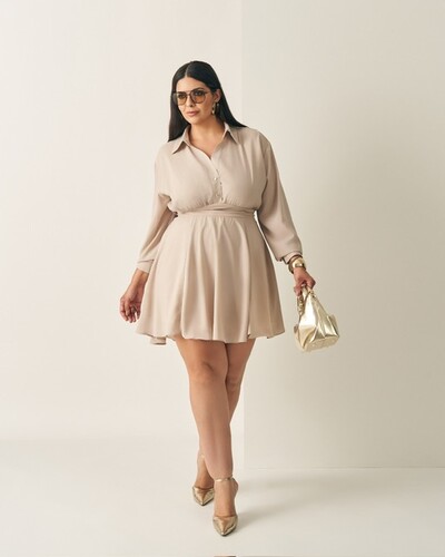 Foto vestido curto camisa chemise quebela