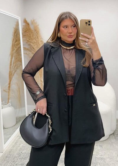 FotoPRE VENDA Conjunto calça + colete over marrant rosamili