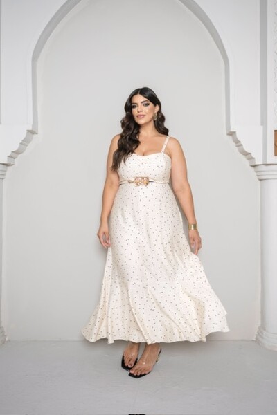 Foto Vestido midi poa divas