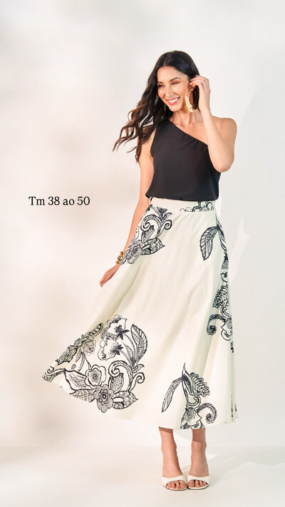 Fotoblusa um ombro viscose quebela