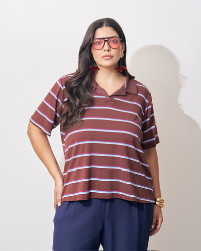 Foto blusa polo listrada kayla