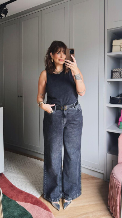 FotoCalca jeans widleg black femina izzat