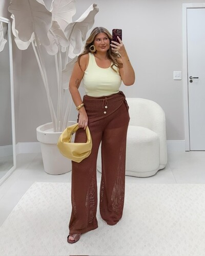 Foto Calca em tricot modal marrom planet0