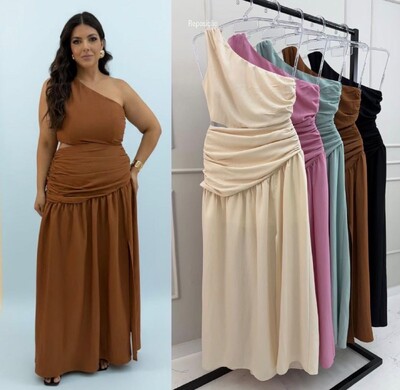 Foto vestido longo grego fluido hotpink