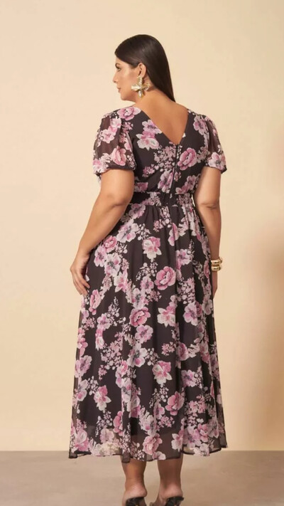 Fotovestido midi no flowers quebela