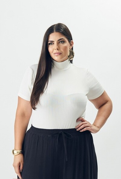 Foto blusa malha canelada quebela