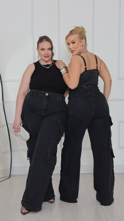 Foto Calca jeans double cargo black