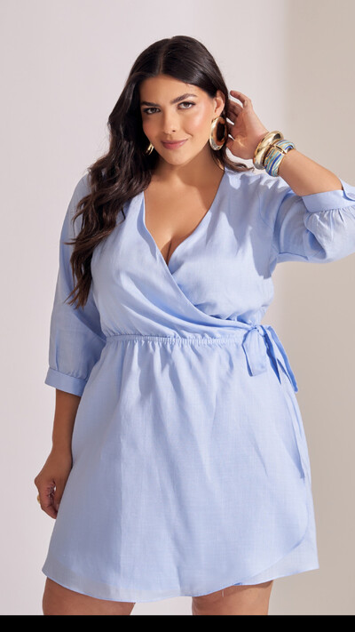 Fotovestido curto liocel transpassado collab kayla