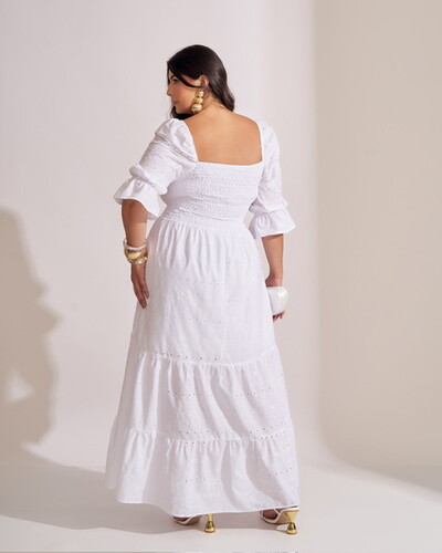 FotoVestido longo algodao com elastex floresta kayla