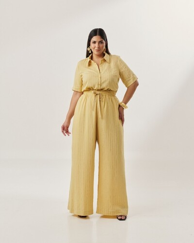 Foto conjunto risca de giz camisa+ calca comfy e forrada 100% algodao quebela