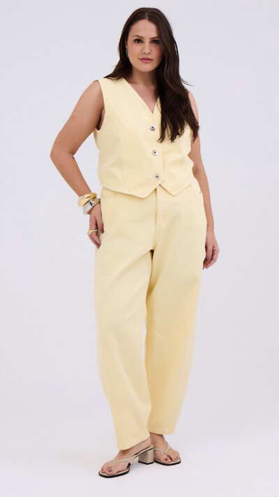 Foto colete jeans amarelo manteiga izzat