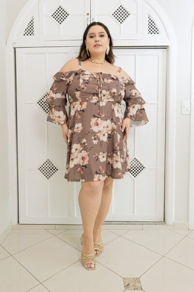Fotovestido crepe ggt floral lucia hotpink