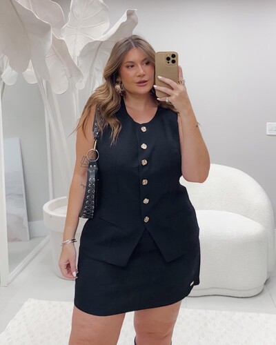 Fotopre venda conjunto alfaiataria marrant colete e saia shorts rosamili