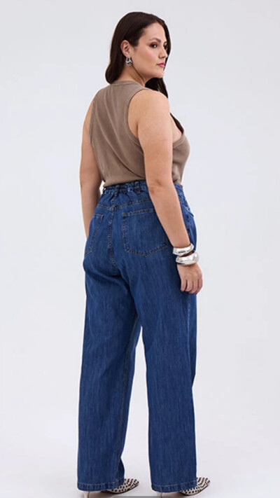 Fotocalca jeans reta feminino plus azul medio izzat