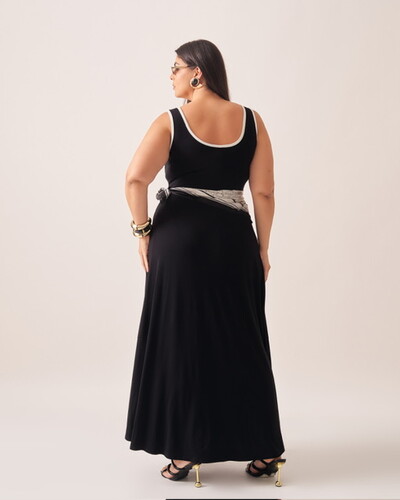 Fotovestido malha de viscose bicolor kayla