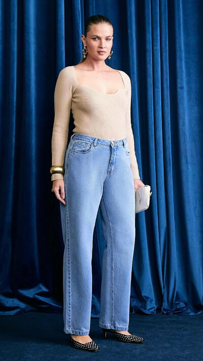 Foto calca jeans reta oceane izzat