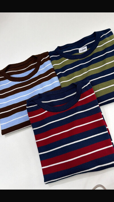 Foto blusa tricot listras manga curta licia planet