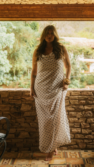 Foto vestido longo tule poa collab kayla