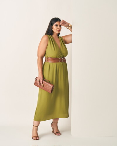 Fotovestido decote transpassado classica quebela