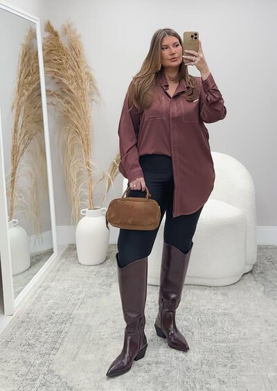 Foto PRE VENDA Camisa over viscose sarjada rosamili