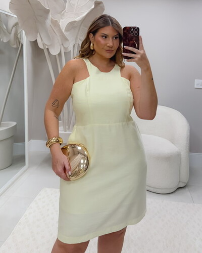 Fotopre venda vestido marrant amarelo manteiga rosamili