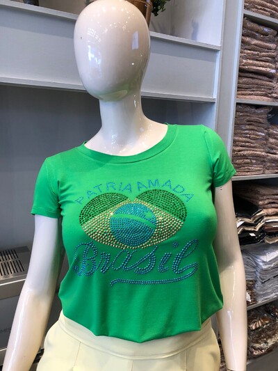 Foto blusa t shirt brasil patria amada coracao hotfix ´predil