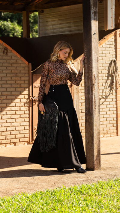 FotoPRE VENDA Saia marrant estampa animal print rosamili