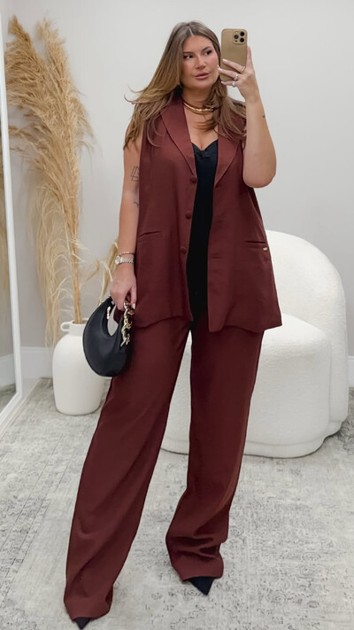 Foto PRE VENDA Conjunto calça + colete over marrant rosamili