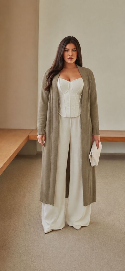 Foto cardigan alongado tricot modal planet