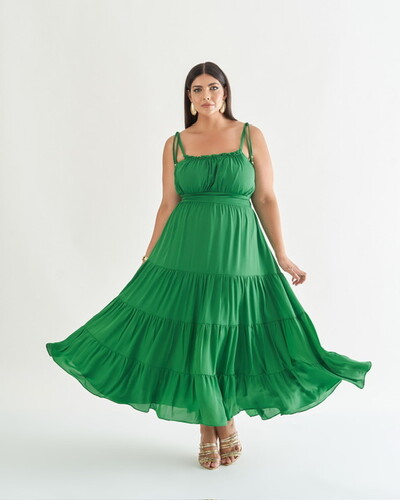 Foto vestido midi franzido quebela